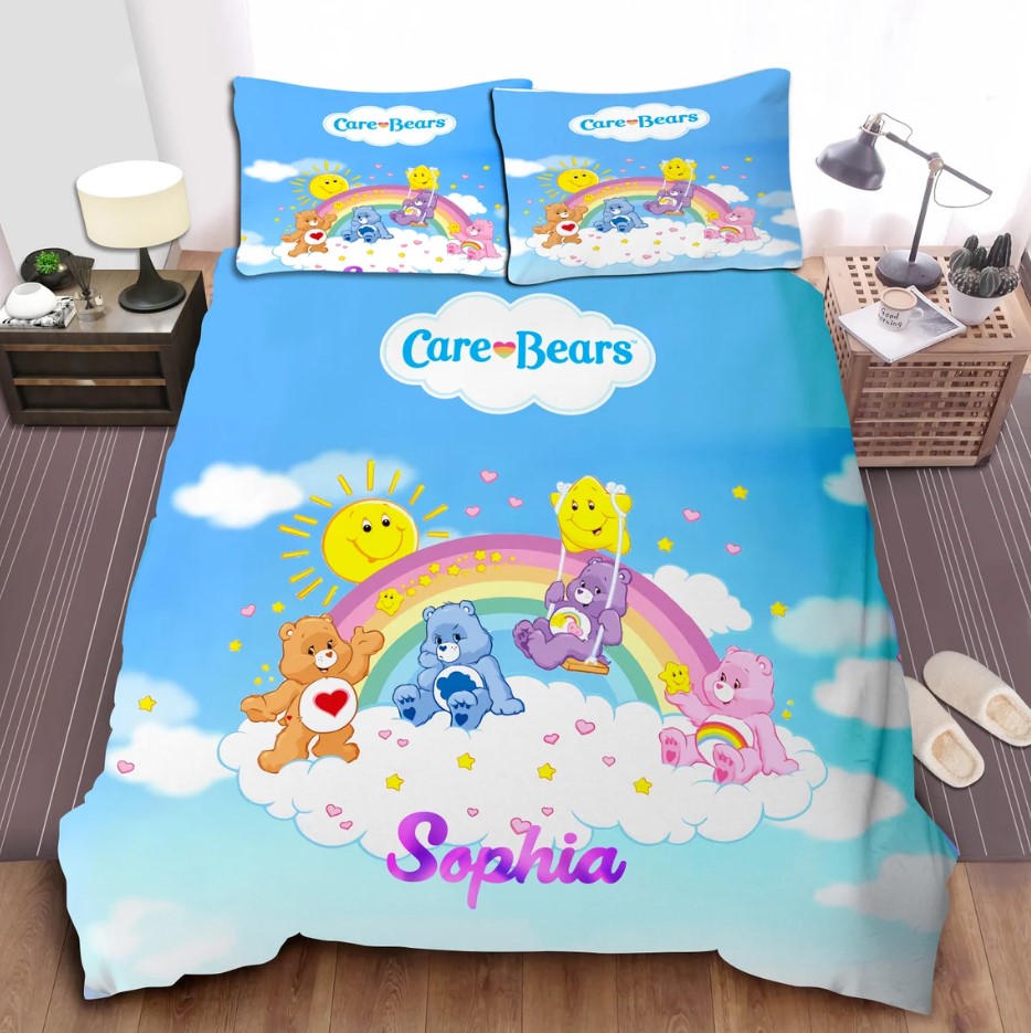 Personalized Care Bear Bedding Set Care Bears Blanket Care Bear Fan Gift Cartoon Fleece Blanket